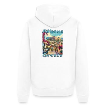 Griechenland Urlaub Athen Akropolis Mittelmeer - Unisex Premium Bio Zip Hoodie - Weiß - Hinten - Thijin (182cm)
