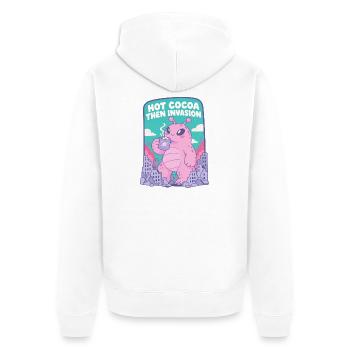 Heiße Schokolade, Invasion der Aliens - Unisex Premium Bio Zip Hoodie - Weiß - Hinten - Thijin (182cm)