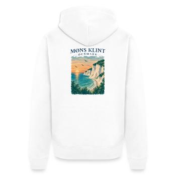Møns Klint Dänemark Kreidefelsen Ostsee Retro - Unisex Premium Bio Zip Hoodie - Weiß - Hinten - Thijin (182cm)