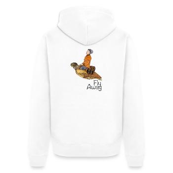 Fantasy Schildkröten Fly Away, Gute Laune Motiv - Unisex Premium Bio Zip Hoodie - Weiß - Hinten - Thijin (182cm)