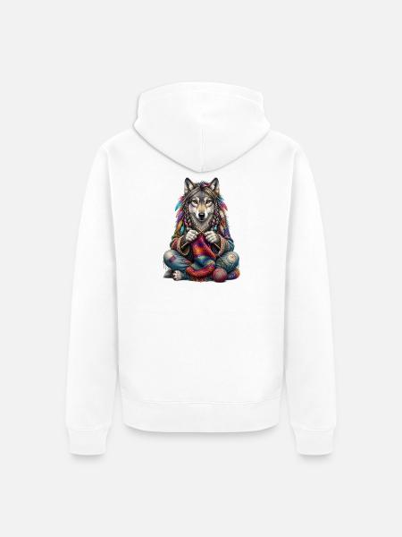 Stricken - Groovy Knitting Wolf - Unisex Premium Bio Zip Hoodie - Weiß