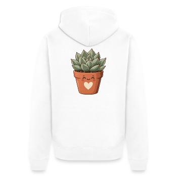 Kaktus und Sukkulente – Sukkulente - Unisex Premium Bio Zip Hoodie - Weiß - Hinten - Thijin (182cm)