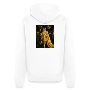 Barocke Goldene Königskatze - Unisex Premium Bio Zip Hoodie - Weiß - Hinten - Thijin (182cm)