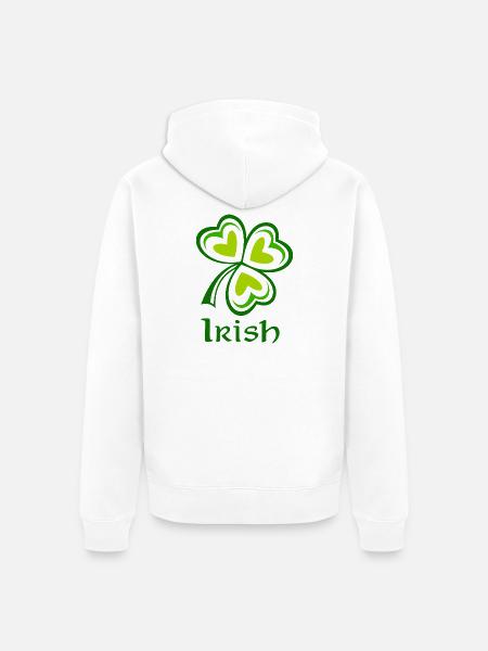 Grünklee mit irischem Schild - Unisex Premium Bio Zip Hoodie - Weiß