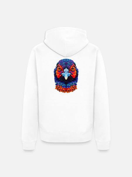 fasanen kopf im Regenbogenstil - Unisex Premium Bio Zip Hoodie - Weiß