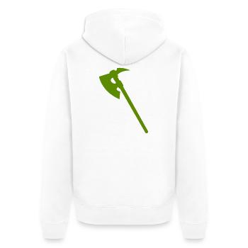 Grüne Axt Silhouette - Unisex Premium Bio Zip Hoodie - Weiß - Hinten - Thijin (182cm)