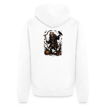 Verfluchte Vogelscheuche mit Kerbislaternen - Unisex Premium Bio Zip Hoodie - Weiß - Hinten - Thijin (182cm)
