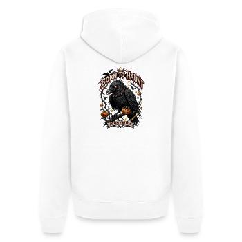 Geboren zur Spuk-Rabennacht - Unisex Premium Bio Zip Hoodie - Weiß - Hinten - Thijin (182cm)