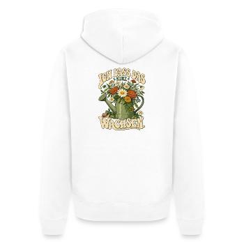 Garten – Ich lass das kurz wachsen - Unisex Premium Bio Zip Hoodie - Weiß - Hinten - Thijin (182cm)