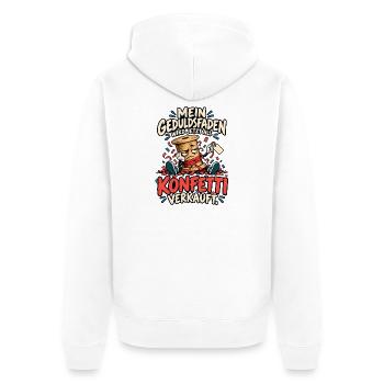 Geduldsfaden Konfetti - Unisex Premium Bio Zip Hoodie - Weiß - Hinten - Thijin (182cm)