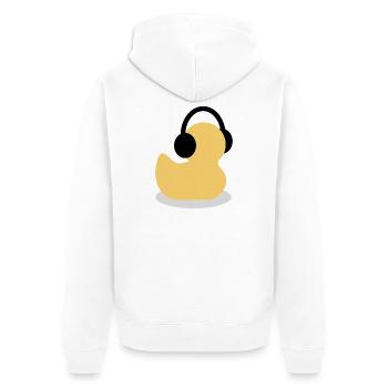 Kopfhörerente im Puls-Design - Unisex Premium Bio Zip Hoodie - Weiß - Hinten - Thijin (182cm)