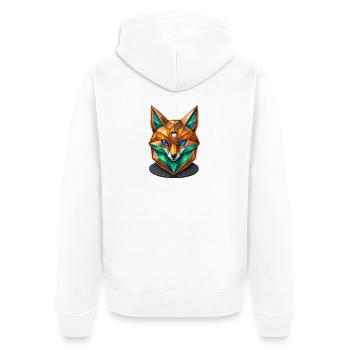 Geometrischer Fuchs Kristall Low Poly Design - Unisex Premium Bio Zip Hoodie - Weiß - Hinten - Thijin (182cm)