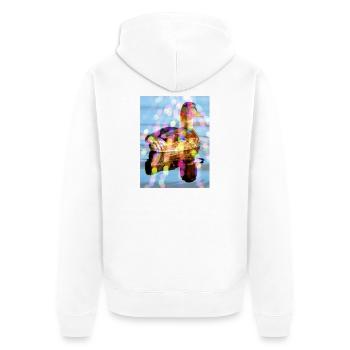 Foto Ente Sonnenstrahlen Motiv von Jörg Langhans - Unisex Premium Bio Zip Hoodie - Weiß - Hinten - Thijin (182cm)