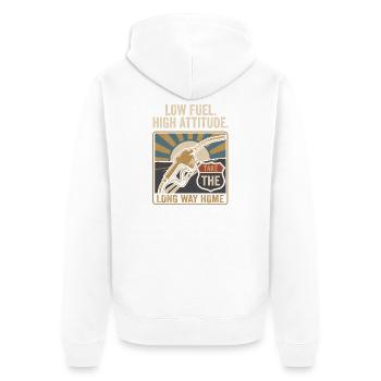 Fuel Freedom Vintage Roadtrip High Attitude - Unisex Premium Bio Zip Hoodie - Weiß - Hinten - Thijin (182cm)