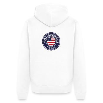 Fort Lauderdale-Flaggenemblem - Unisex Premium Bio Zip Hoodie - Weiß - Hinten - Thijin (182cm)