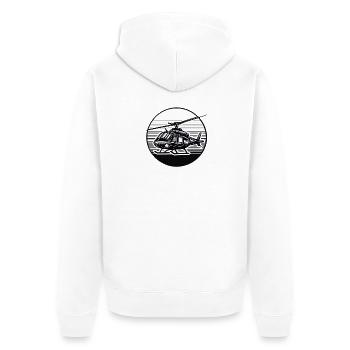 Helikopter in Schwarz Weiß - Unisex Premium Bio Zip Hoodie - Weiß - Hinten - Thijin (182cm)