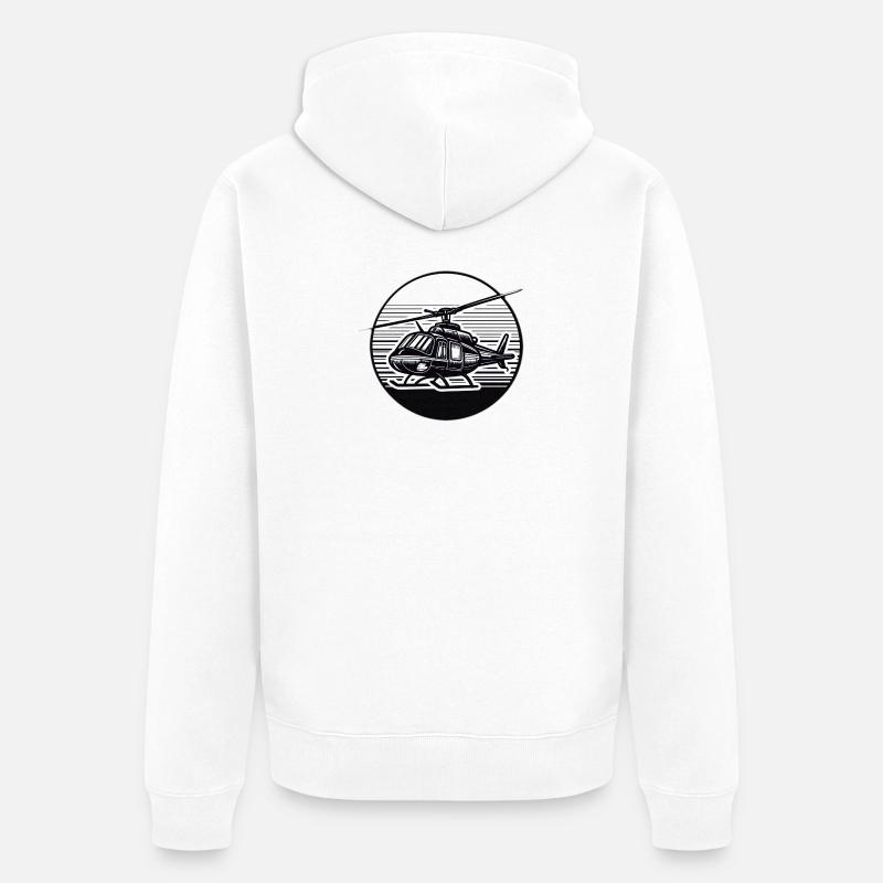 Hélicoptère en noir et blanc - Veste à capuche bio Premium Unisexe - blanc
