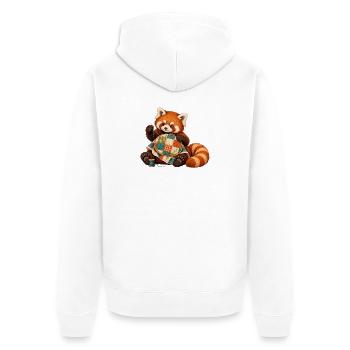 Roter Panda quiltet von Hand - Unisex Premium Bio Zip Hoodie - Weiß - Hinten - Thijin (182cm)