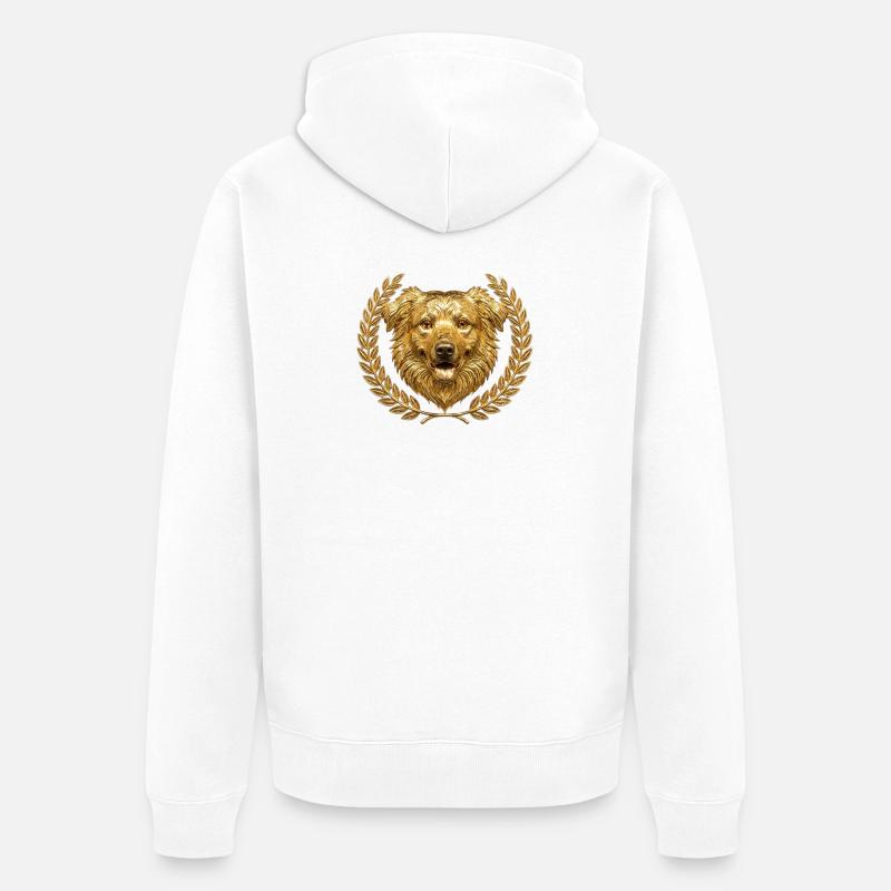 Chien Bouclier d’Or urbain - Veste à capuche bio Premium Unisexe - blanc
