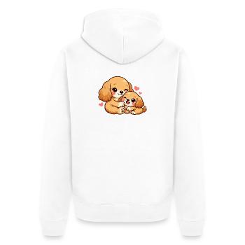 Mom dog cuddles with her puppy - Unisex Premium Organic Zip Hoodie - white - Back - Thijin (182cm)
