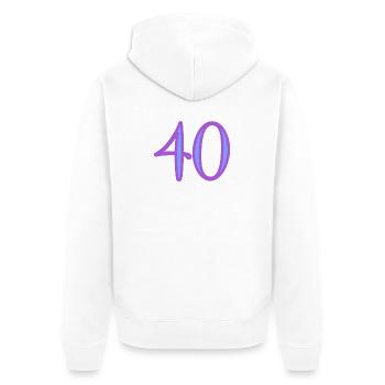 40. 40 YEARS. 40th ANNIVERSARY. 40TH ANNIVERSARY. - Unisex Premium Organic Zip Hoodie - white - Back - Thijin (182cm)