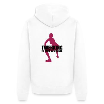 twerking ist kein kriminelles Sprichwort - Unisex Premium Bio Zip Hoodie - Weiß - Hinten - Thijin (182cm)