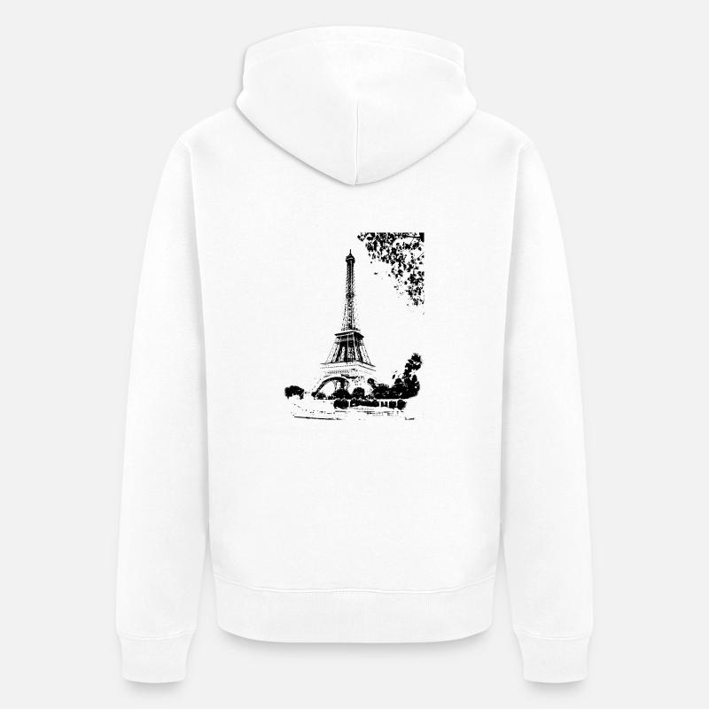 Tour Eiffel PARIS (Noir) - Veste à capuche bio Premium Unisexe - blanc