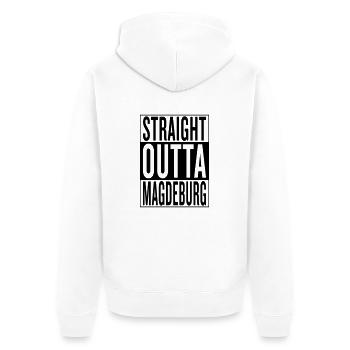 Magdeburg - Unisex Premium Bio Zip Hoodie - Weiß - Hinten - Thijin (182cm)