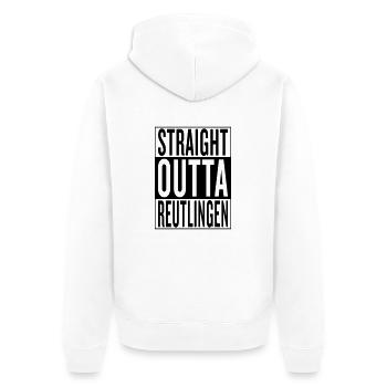 Reutlingen - Unisex Premium Bio Zip Hoodie - Weiß - Hinten - Thijin (182cm)