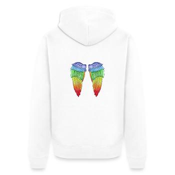 Flügel - Unisex Premium Bio Zip Hoodie - Weiß - Hinten - Thijin (182cm)