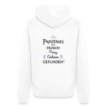 Prinzesin hat Einhorn gefunden JGA - Unisex Premium Bio Zip Hoodie - Weiß - Hinten - Thijin (182cm)