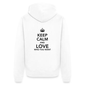 keep calm and love who you want - Unisex Premium Organic Zip Hoodie - white - Back - Thijin (182cm)