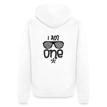 Erster Geburtstag - Unisex Premium Bio Zip Hoodie - Weiß - Hinten - Thijin (182cm)