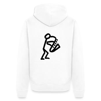 Musikant mit Saxophon - Unisex Premium Bio Zip Hoodie - Weiß - Hinten - Thijin (182cm)