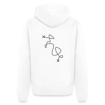 Distance is a . - Unisex Premium Bio Zip Hoodie - Weiß - Hinten - Thijin (182cm)