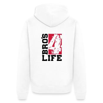 bros_4_life_cv2 - Unisex Premium Bio Zip Hoodie - Weiß - Hinten - Thijin (182cm)