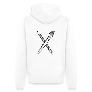 Pinsel Bleistift Kreuz - Unisex Premium Bio Zip Hoodie - Weiß - Hinten - Thijin (182cm)