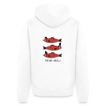Fische - Unisex Premium Bio Zip Hoodie - Weiß - Hinten - Thijin (182cm)