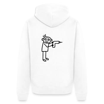 Handwerker mit Bohrmaschine - Unisex Premium Bio Zip Hoodie - Weiß - Hinten - Thijin (182cm)