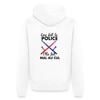 Elle fait quoi la Police... - Veste à capuche bio Premium Unisexe - blanc - Dos - Thijin (182cm)