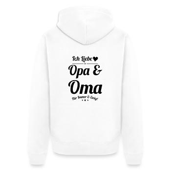 ich liebe oma und opa - Unisex Premium Bio Zip Hoodie - Weiß - Hinten - Thijin (182cm)