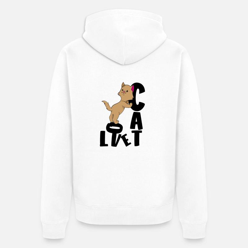 Chat amour chat chat - Veste à capuche bio Premium Unisexe - blanc