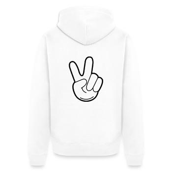 peace hand - Unisex Premium Bio Zip Hoodie - Weiß - Hinten - Thijin (182cm)