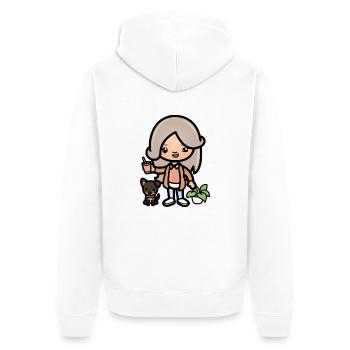Cute toca girl - Aesthetic game character and dog - Unisex Premium Organic Zip Hoodie - white - Back - Thijin (182cm)