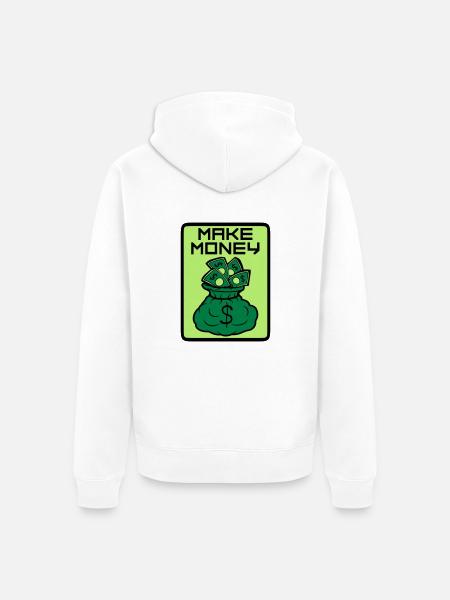 Money Maker Shield - Unisex Premium Organic Zip Hoodie - white