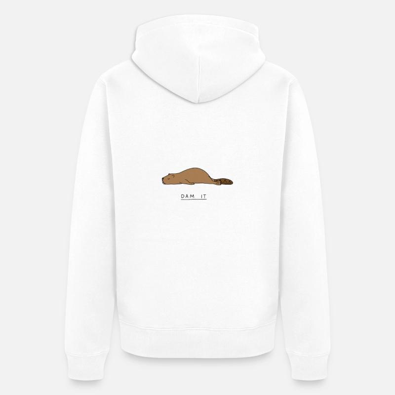 barrage de castor il - Veste à capuche bio Premium Unisexe - blanc