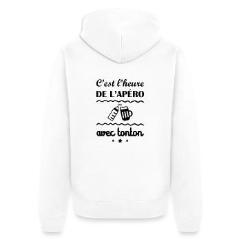 C'est l'heure, tonton, cadeau de naissance - Veste à capuche bio Premium Unisexe - blanc - Dos - Thijin (182cm)