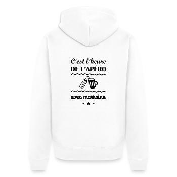 C'est l'heure, marraine, cadeau de naissance - Veste à capuche bio Premium Unisexe - blanc - Dos - Thijin (182cm)