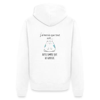 J'aimerais que tout soit simple que de grossir - Veste à capuche bio Premium Unisexe - blanc - Dos - Thijin (182cm)