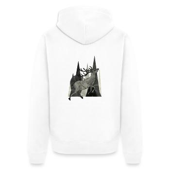 Deer - Unisex Premium Organic Zip Hoodie - white - Back - Thijin (182cm)